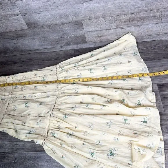 Joie Dress Sz 0 Yellow Floral Cotton Guaze Pintuck Button Front Cottagecore NWT - Picture 12 of 14